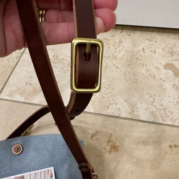 Dusty Blue Leather Envelope Clutch & Crossbody - Meanwhile Back on the Farm - Picture 9 of 11